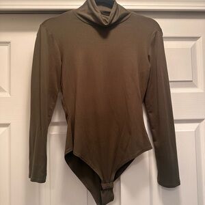 Pink Lily Olive Green Long Sleeve Bodysuit